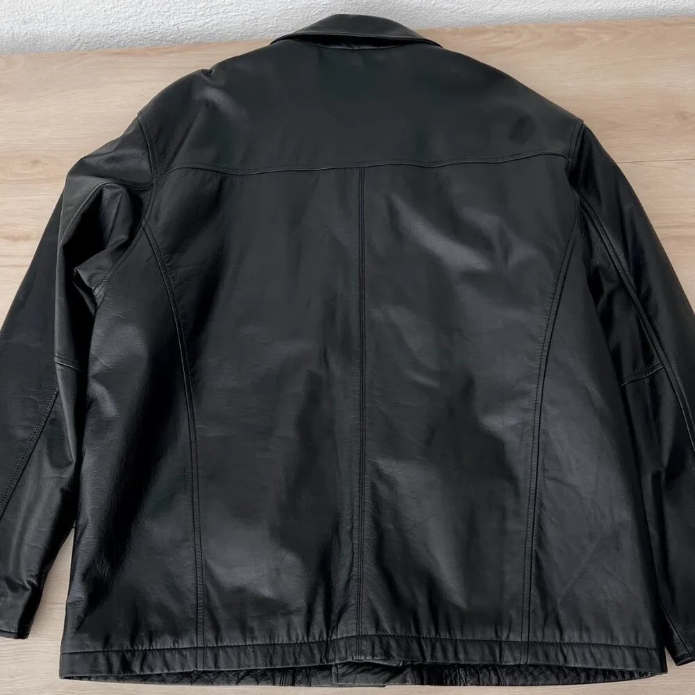 EUC Vintage 1990s M. Julian by Wilsons Leather Black Button Up Men's Car Coat XL